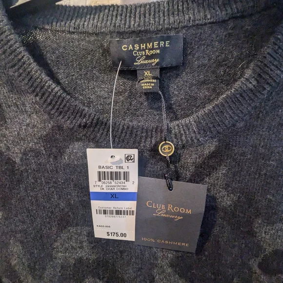 Club Room Men's Camouflage Crewneck Sweater - Dark Blue and Charcoal
